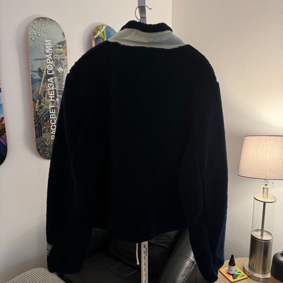 REESE COOPER Sherpa Fleece Cropped Jacket Navy Cream Size M - Picture 6 of 6